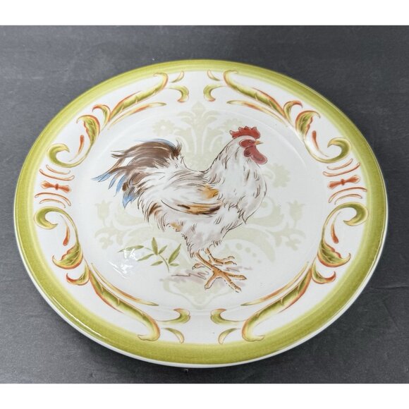 Pier 1 Ironstone Rooster Chicken Dessert Salad Plate Country 8.5" - Picture 1 of 4